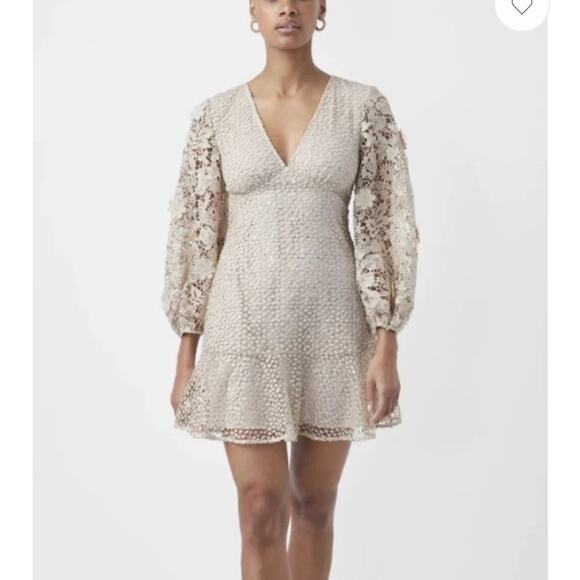 FRENCH CONNECTION NWT Nude Caballo Sequin Puff Sleeve Mini Dress - Picture 10 of 11